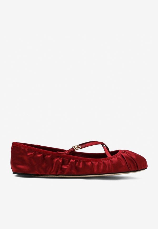 Dolce & Gabbana Vally Satin Ballet Flats Red CB0258AD160/Q_DOLCE-8S297
