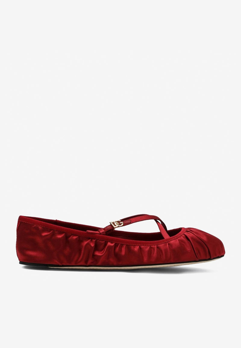 Dolce & Gabbana Vally Satin Ballet Flats Red CB0258AD160/Q_DOLCE-8S297