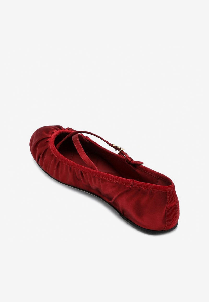 Dolce & Gabbana Vally Satin Ballet Flats Red CB0258AD160/Q_DOLCE-8S297
