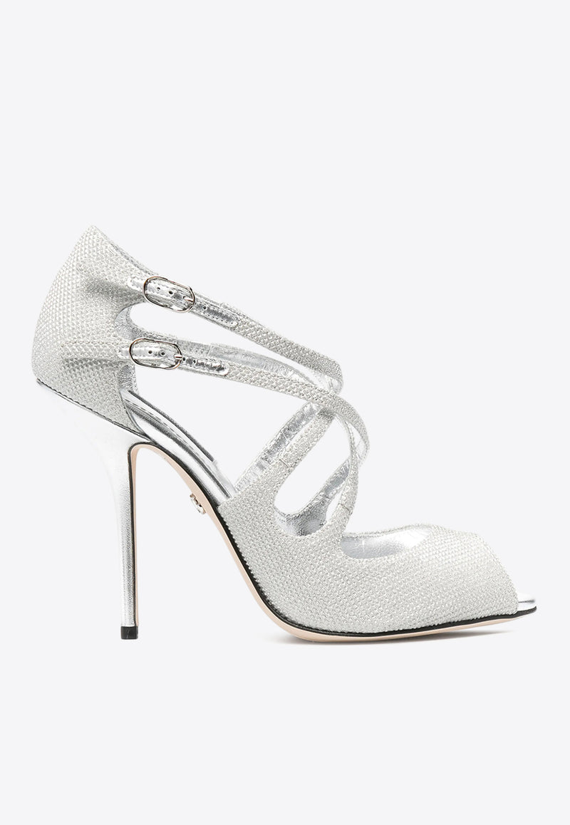 Dolce & Gabbana 110 Crossover Strappy Sandals Silver CC0062 AW103 8B418