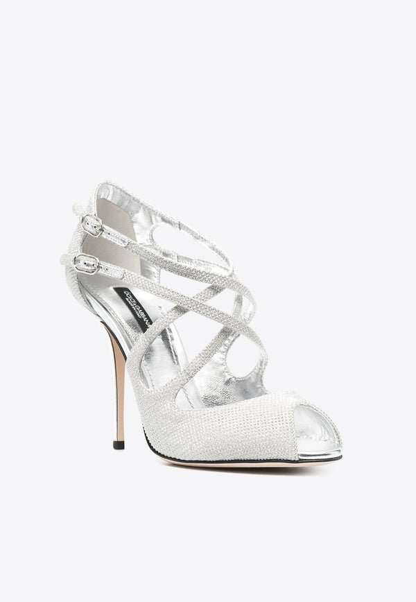 Dolce & Gabbana 110 Crossover Strappy Sandals Silver CC0062 AW103 8B418