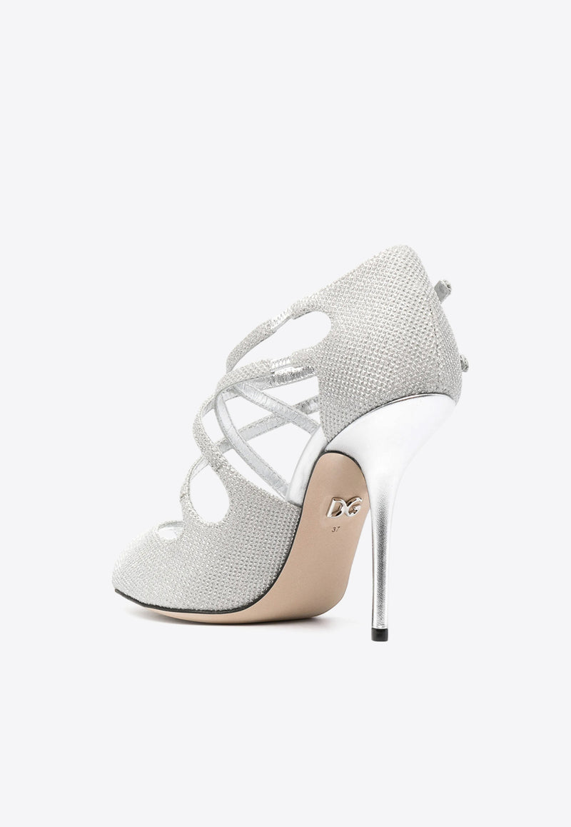 Dolce & Gabbana 110 Crossover Strappy Sandals Silver CC0062 AW103 8B418