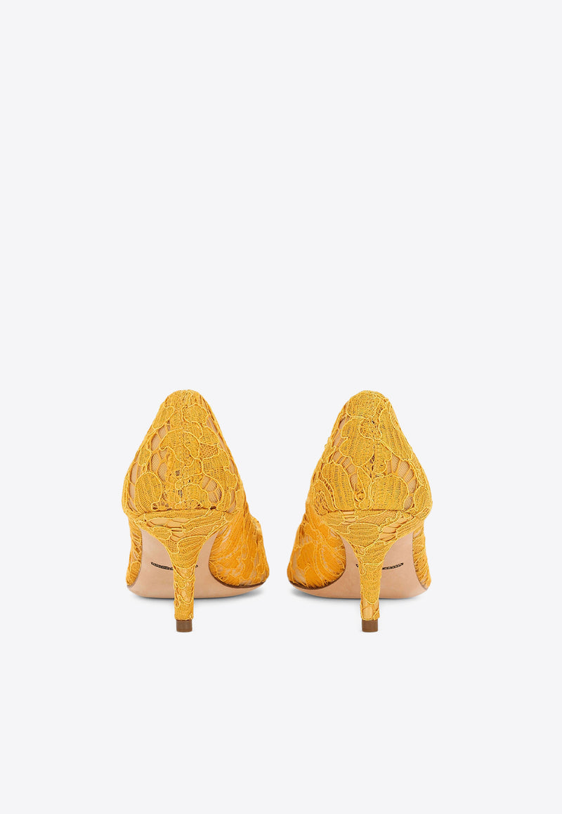 Dolce & Gabbana Bellucci 60 Brooch Lace Pumps Yellow CD0066 AL198 80211