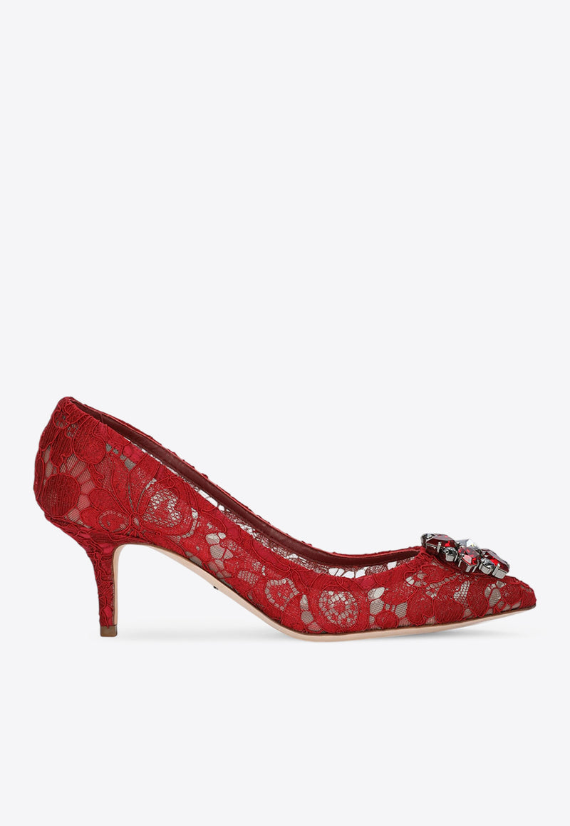 Dolce & Gabbana Bellucci 60 Brooch Lace Pumps Red CD0066 AL198 80304