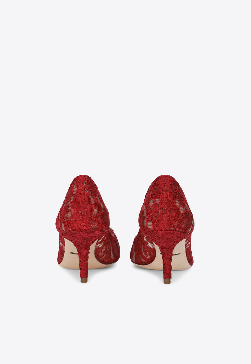 Dolce & Gabbana Bellucci 60 Brooch Lace Pumps Red CD0066 AL198 80304