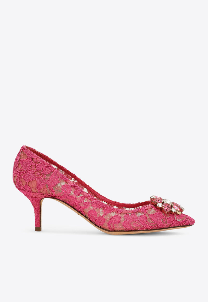 Dolce & Gabbana Bellucci 60 Brooch Lace Pumps Fuchsia CD0066 AL198 80422