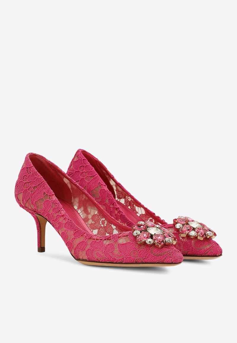 Dolce & Gabbana Bellucci 60 Brooch Lace Pumps Fuchsia CD0066 AL198 80422