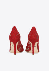 Dolce & Gabbana Bellucci 90 Brooch Lace Pumps Red CD0101 AL198 80304