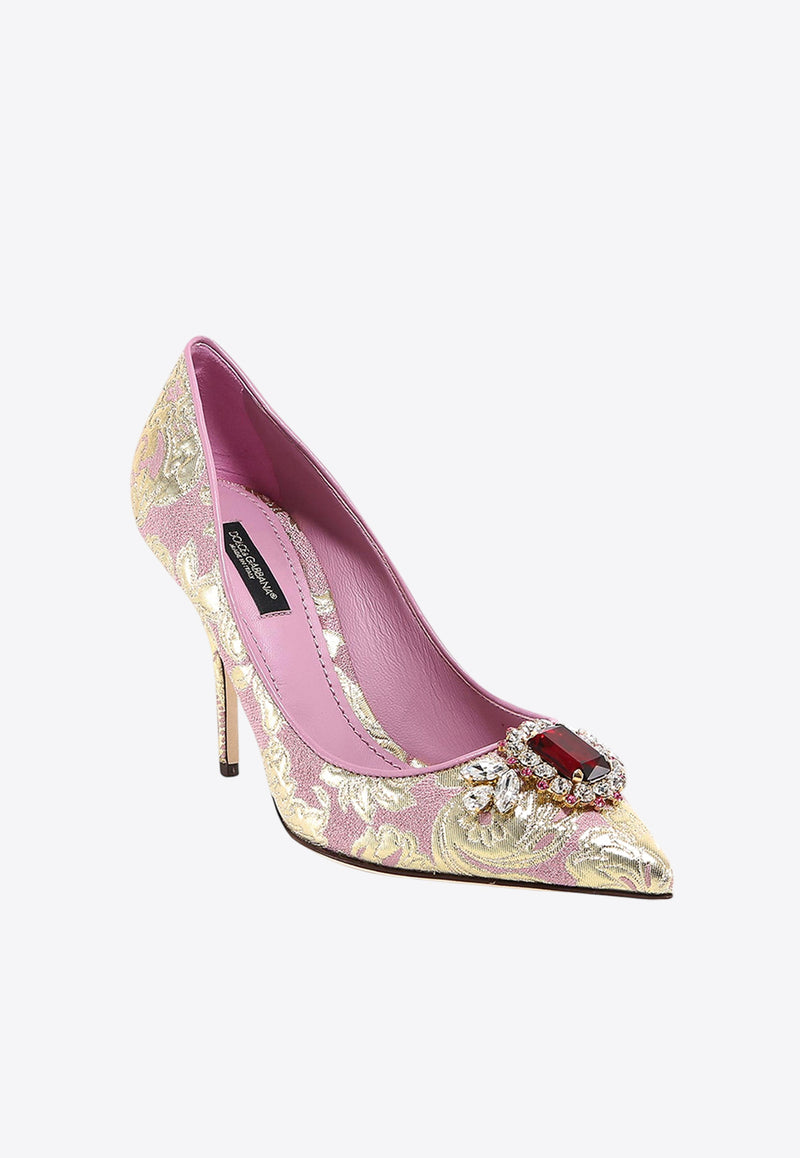 Dolce & Gabbana Cardinale 90 Floral Brocade Pumps Pink CD1590 AW703 8L418