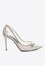 Dolce & Gabbana 90 Iridescent Pointed-Toe Pumps Silver CD1658 AQ577 8Z958