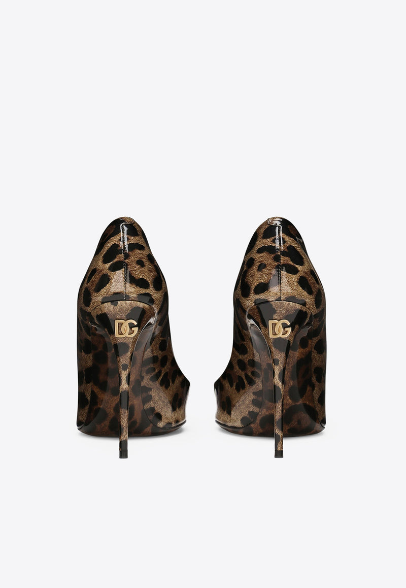 Dolce & Gabbana Lollo 105 Animal Print Pumps in Polished Leather Heels Color