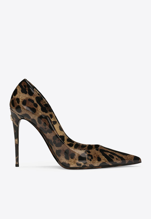 Dolce & Gabbana Lollo 105 Animal Print Pumps in Polished Leather Heels Color