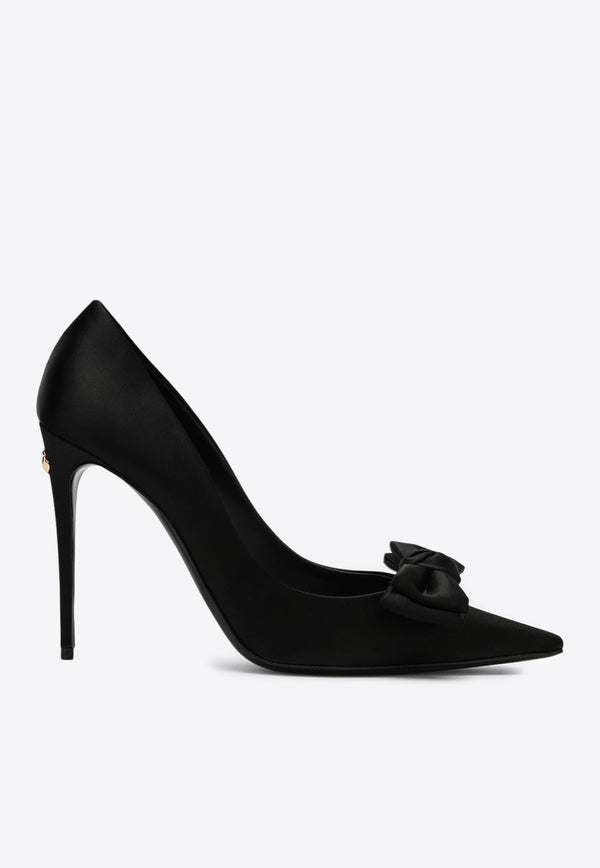 Dolce & Gabbana Mun 105 Satin Bow Pumps Black CD1892A3I64/P_DOLCE-8B956