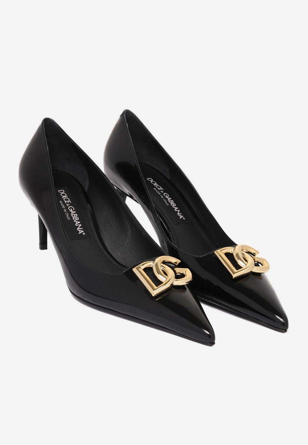 Dolce & Gabbana 90 DG Logo Patent Leather Pumps Black CD1918 A1037 80999