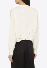 Marni Worn-Effect Cropped Cardigan Cream CDMD0223A2UFC652/O_MARNI-00W01