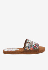 Dolce & Gabbana Cross-Stitch Floral Embroidered Slides Multicolor CE0148 A6483 8V135