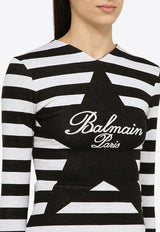 Balmain Logo-Print Striped Shirt  CF1AR800JH73/O_BALMA-EAB
