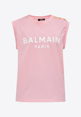Balmain Logo Print Tank Top Pink CF1ED001BB02_ROSE