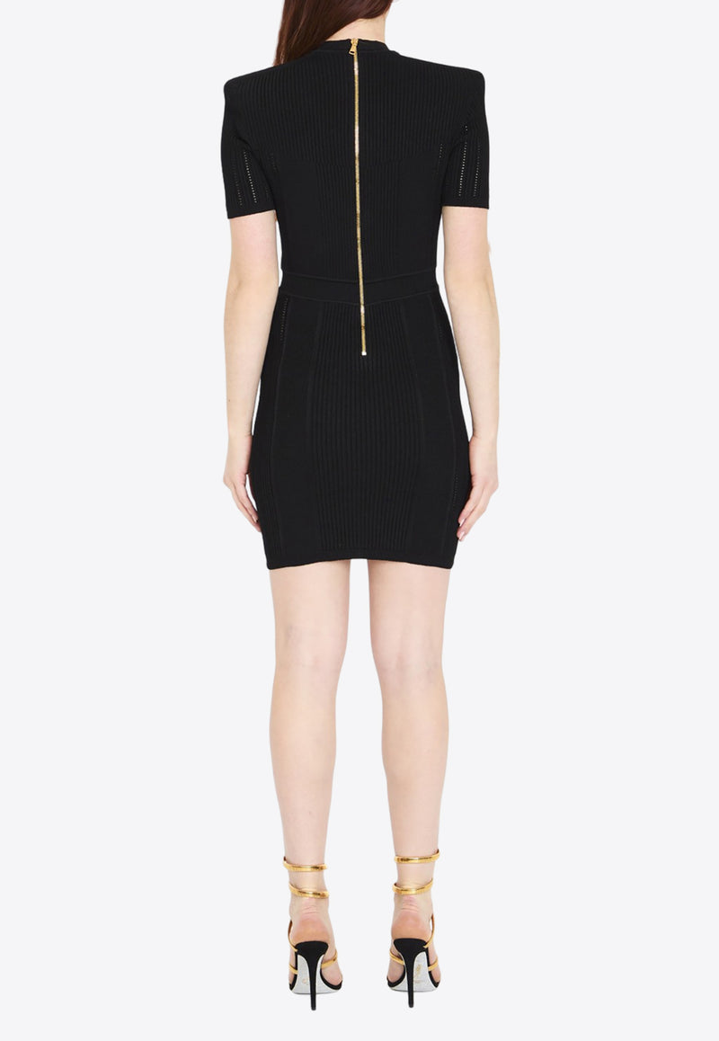 Balmain Knitted Mini Dress Black CF1R6031KF24--0PA
