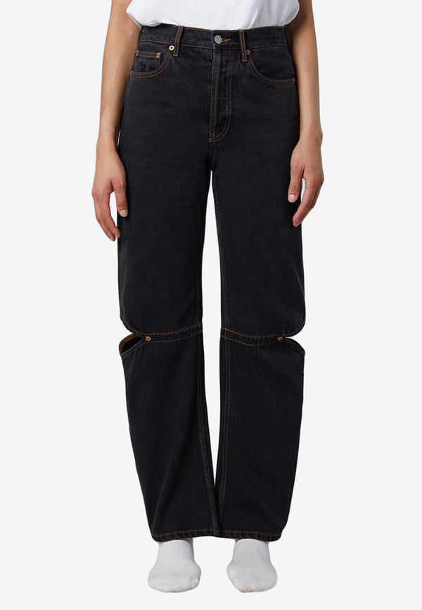 Still Here Cowgirl Cut-out Detail Jeans Black
