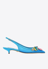 Dolce & Gabbana 30 Bejeweled Buttons Slingback Pumps Blue CG0485 AO643 8G683