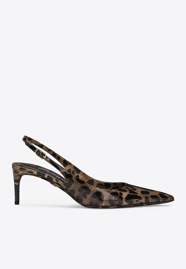 Dolce & Gabbana Lollo 60 Leopard Print Slingback Pumps Heels Color