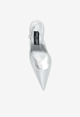 Dolce & Gabbana 105 Leather Slingback Pumps CG0602 A2F48 80998 Silver