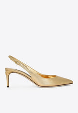 Dolce & Gabbana Cardinale 60 Metallic Slingback Pumps in Iguana Print Leather  Heels Color