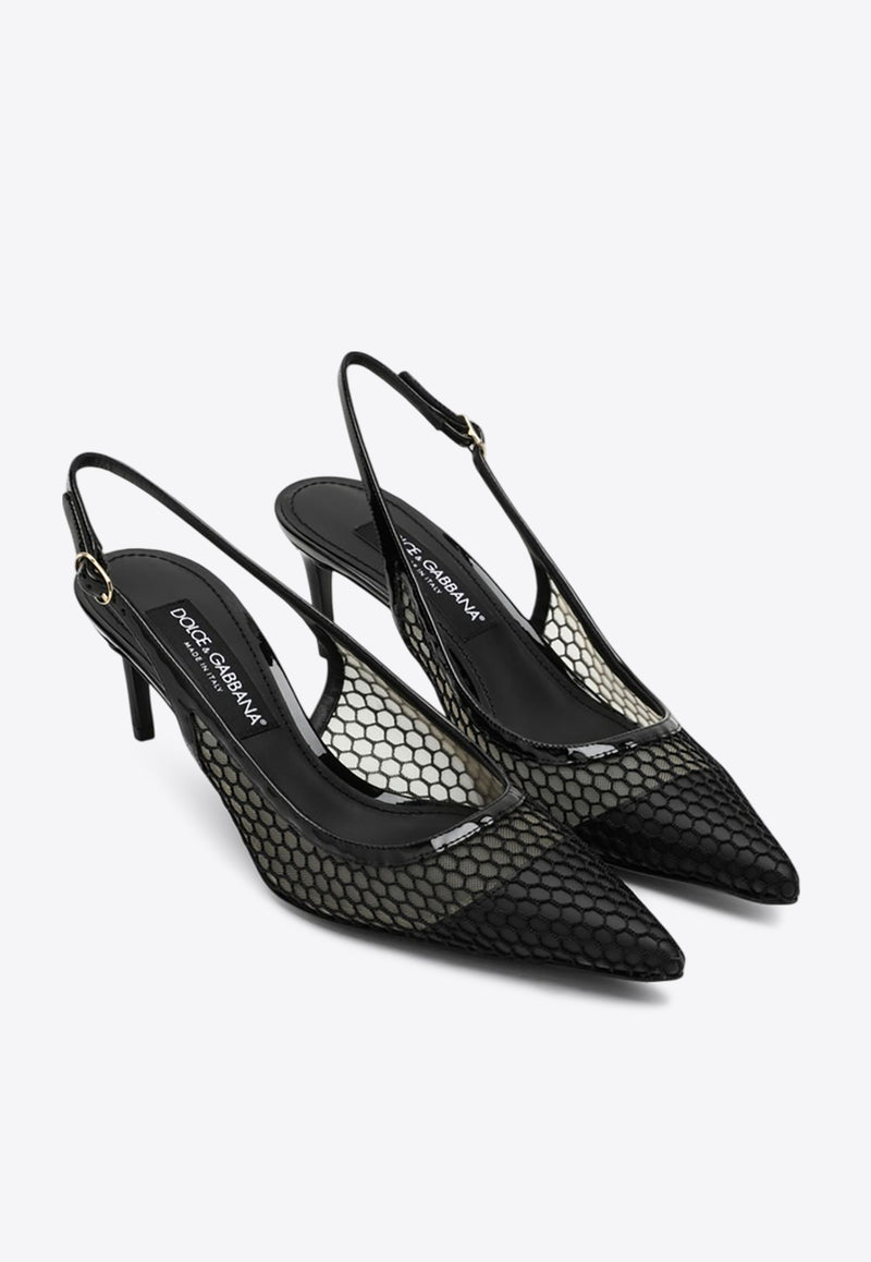 Dolce & Gabbana 60 Leather and Mesh Slingback Pumps Black CG0632AG883/Q_DOLCE-8B956