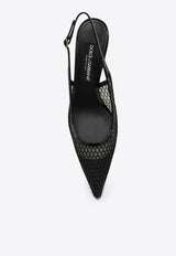 Dolce & Gabbana 60 Leather and Mesh Slingback Pumps Black CG0632AG883/Q_DOLCE-8B956