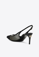 Dolce & Gabbana 60 Leather and Mesh Slingback Pumps Black CG0632AG883/Q_DOLCE-8B956