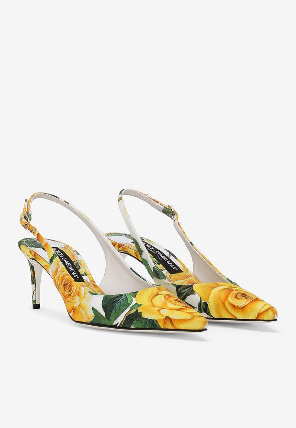 Dolce & Gabbana Lollo 60 Rose Print Slingback Pumps CG0639 AS817 HA3VO Multicolor