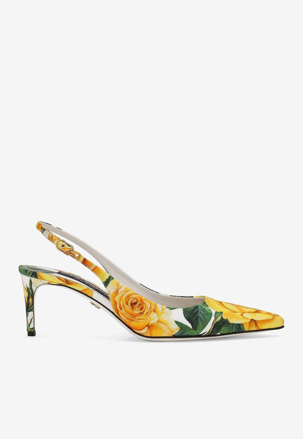 Dolce & Gabbana Lollo 60 Rose Print Slingback Pumps CG0639 AS817 HA3VO Multicolor