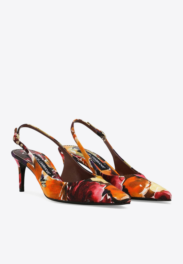 Dolce & Gabbana 60 Brocade Leather Slingback Pumps Multicolor CG0639 AR422 HG4YE