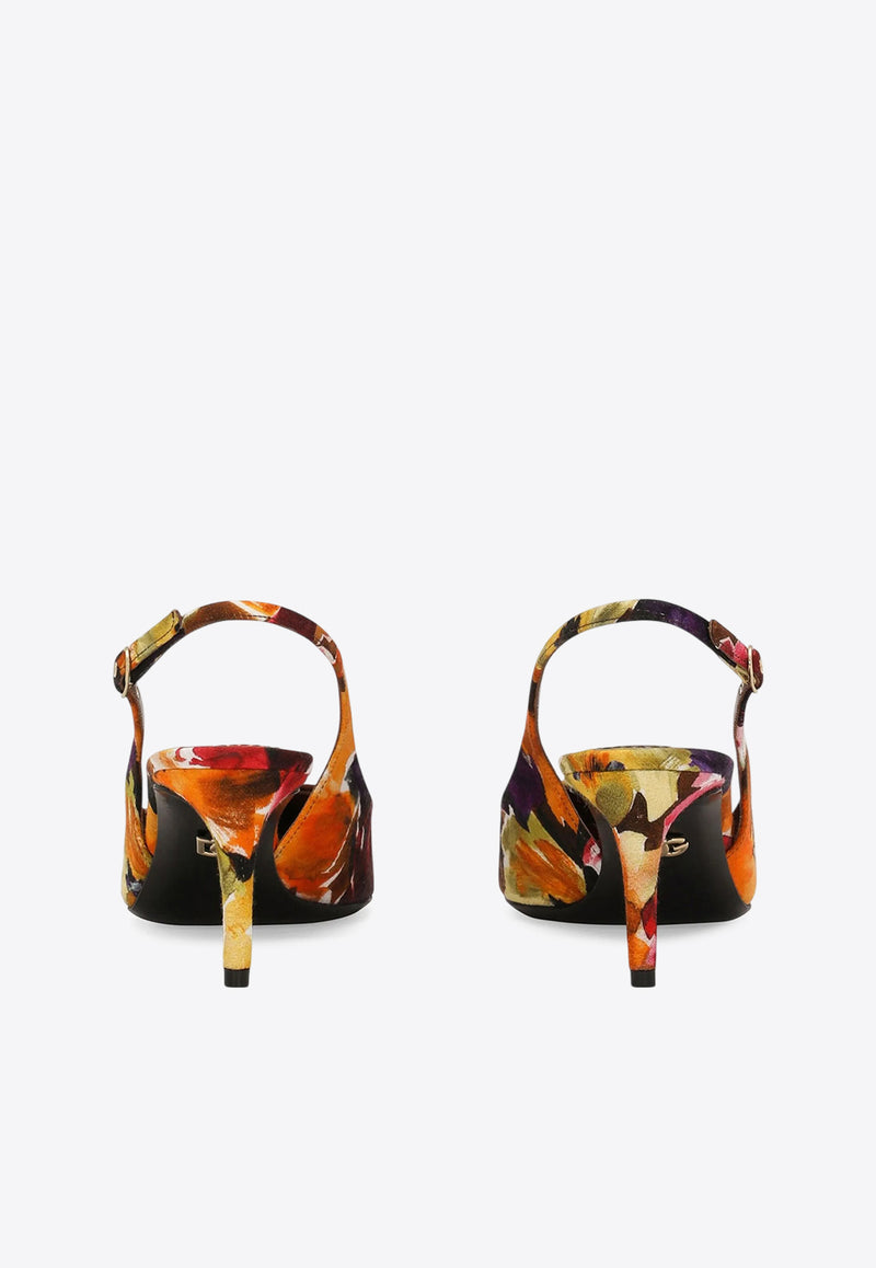 Dolce & Gabbana 60 Brocade Leather Slingback Pumps Multicolor CG0639 AR422 HG4YE