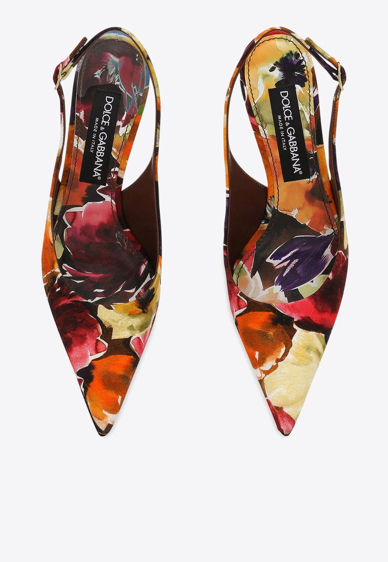 Dolce & Gabbana 60 Brocade Leather Slingback Pumps Multicolor CG0639 AR422 HG4YE