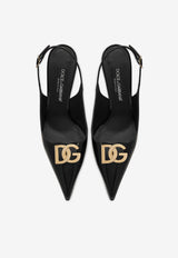 Dolce & Gabbana Lollo 90 Slingback Pumps in Polished Calfskin Black CG0680 A1037 80999