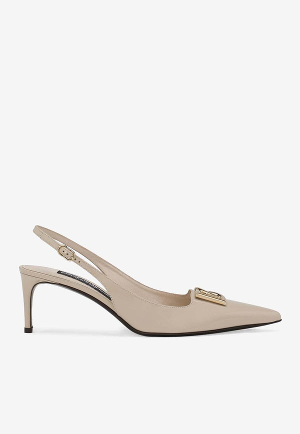 Dolce & Gabbana Lollo 60 Slingback Pumps in Polished Leather CG0710 A1037 8H005 Beige