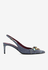 Dolce & Gabbana 60 Crystal-Embellished Patchwork Denim Pumps CG0734 AR142 8C609 Denim