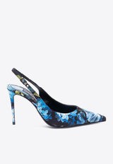 Dolce & Gabbana 10 Brocade Silk Slingback Pumps Multicolor CG0744 AQ774 HN4YH