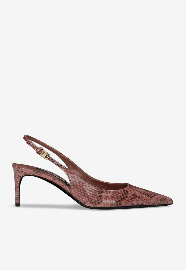 Dolce & Gabbana Lollo 60 Slingback Pumps in Python Leather CG0773 A2111 8H415 Multicolor