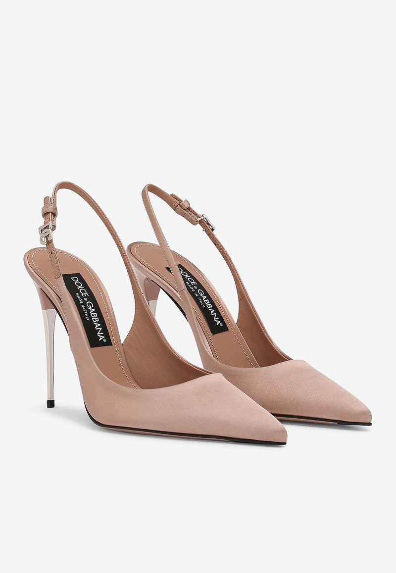 Dolce & Gabbana Lollo 105 Slingback Satin Pumps CG0776 A7630 8H056 Beige