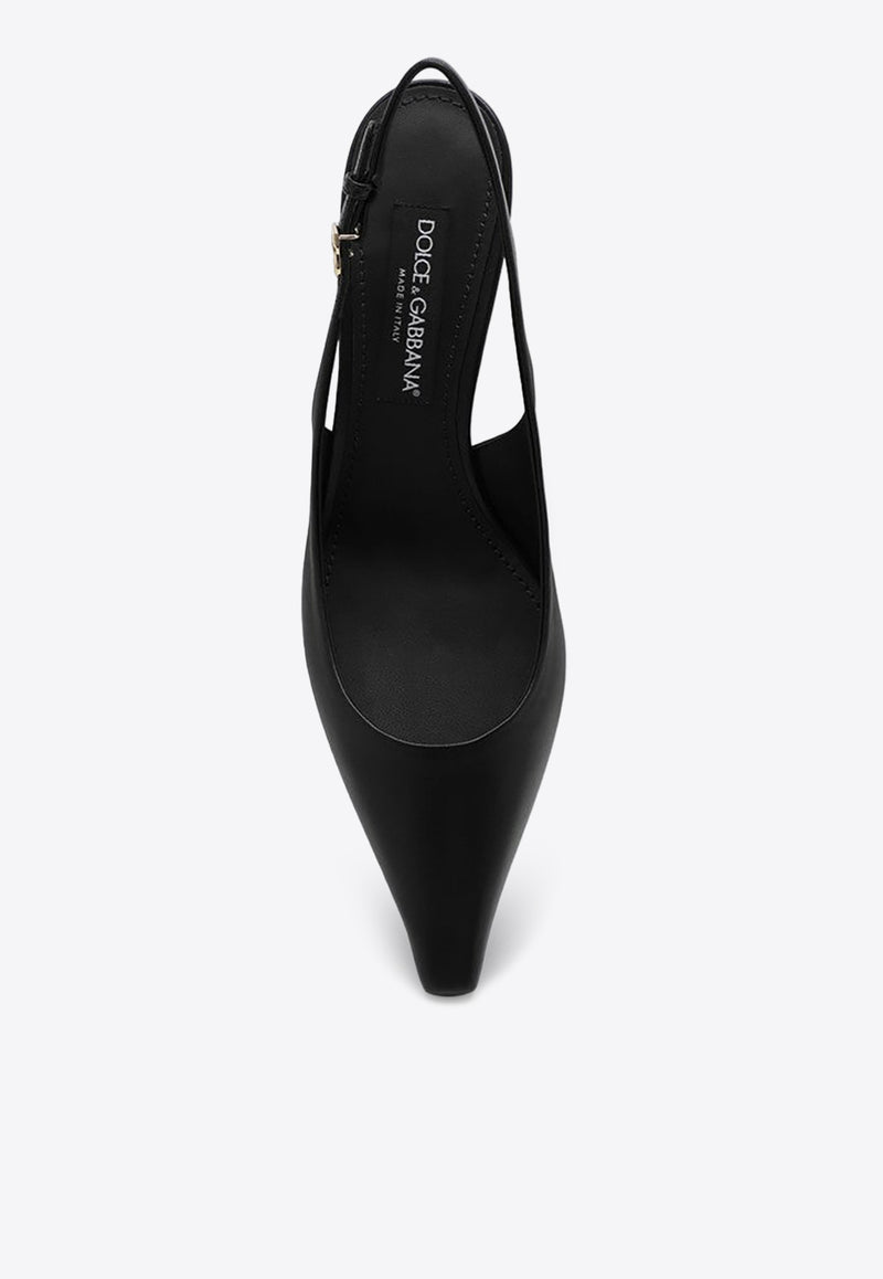 Dolce & Gabbana Mun 60 Nappa Leather Slingback Pumps Black CG0805A1953/P_DOLCE-80999