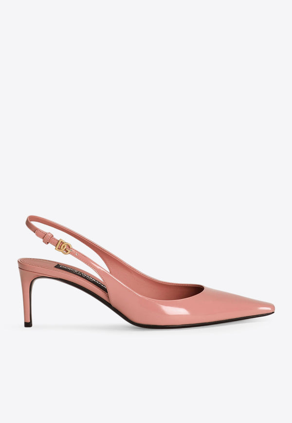 Dolce & Gabbana Mun 90 Polished Leather Slingback Pumps Pink CG0805 A1037 80405
