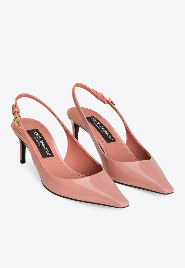 Dolce & Gabbana Mun 90 Polished Leather Slingback Pumps Pink CG0805 A1037 80405