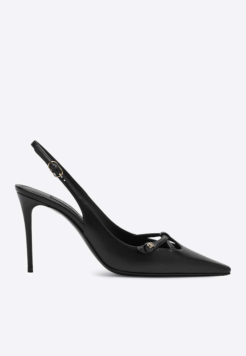 Dolce & Gabbana 90 Nappa Leather Slingback Pumps Black CG0823A1953/P_DOLCE-80999