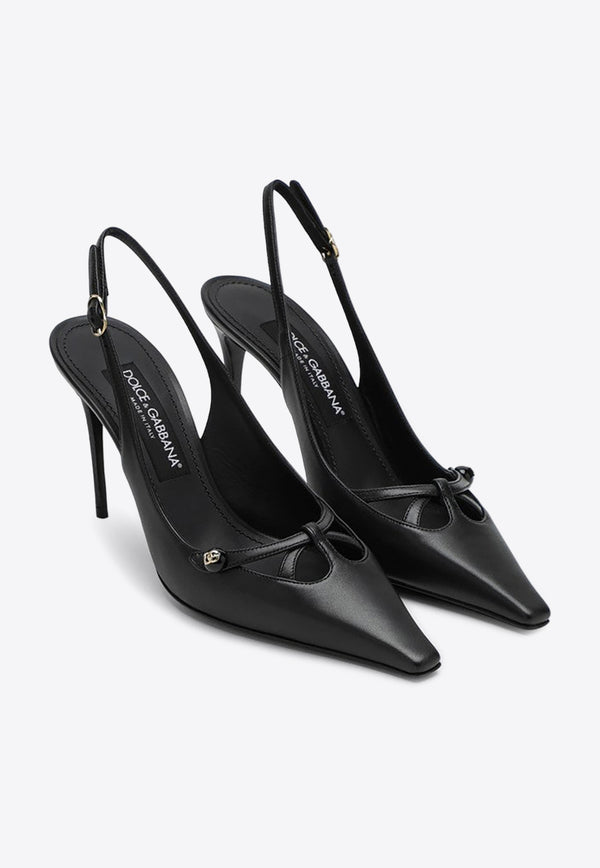 Dolce & Gabbana 90 Nappa Leather Slingback Pumps Black CG0823A1953/P_DOLCE-80999