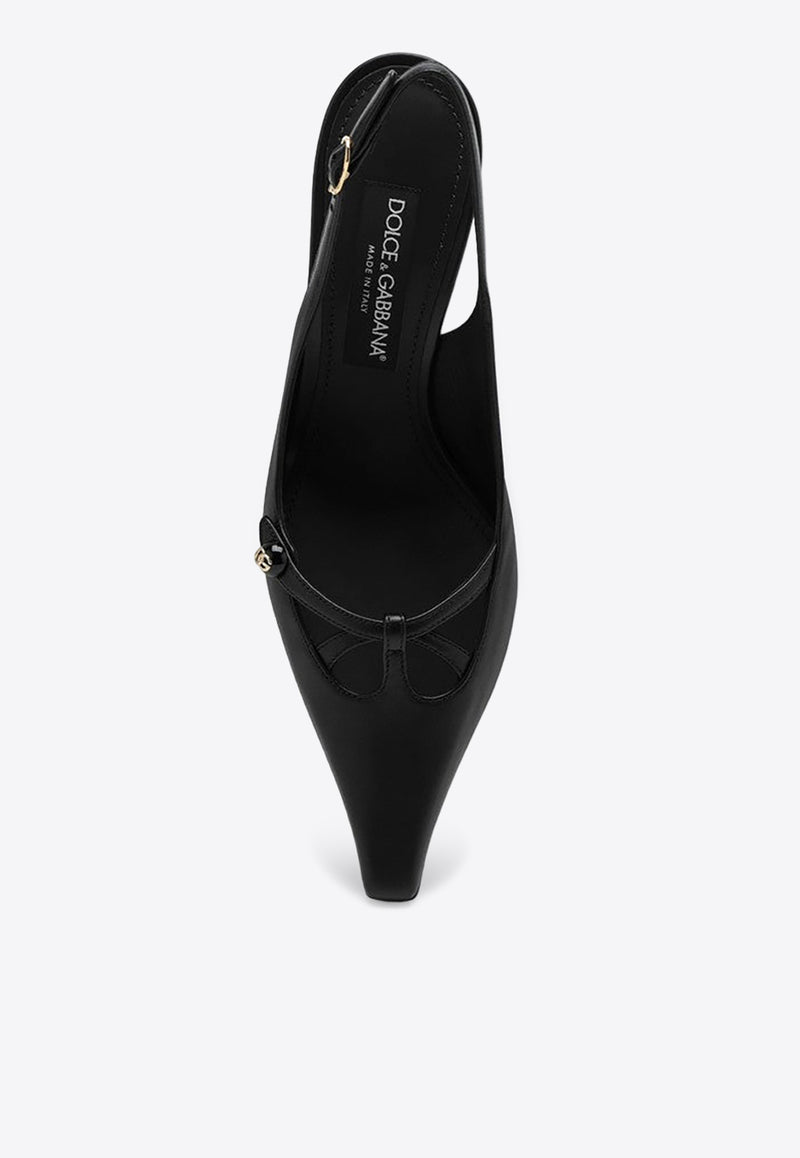 Dolce & Gabbana 90 Nappa Leather Slingback Pumps Black CG0823A1953/P_DOLCE-80999