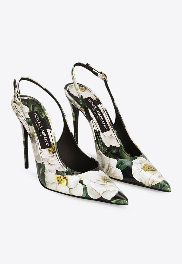Dolce & Gabbana Lollo 105 Gardenia Print Slingback Pumps Multicolor CG0876 A6O23 HN5JB