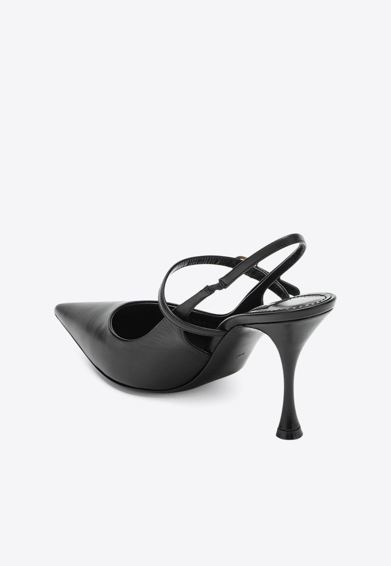 Dolce & Gabbana 90 DG Buckle Slingback Leather Pumps Black CG0974A5738/R_DOLCE-80999